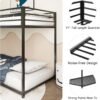 Twin Over Twin Metal Bunk Bed with Ladder/Slats Support/Safety Guardrail for Childs Adults Teens,Weight Capacity 400 lbs(Lower)/350 lbs(Upper),Black - Image 3