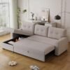 82" L Shaped Sleeper Sofa Bed with Storage Chaise,Convertible Sectional Pull Out Couch with 3 Tufted Back Cushion,for Living Room,Apartment,Office,Beige - Image 7