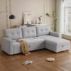 82" Sectional Sleeper Sofa with Storage Chaise & Pull-Out Bed,L-Shape Convertible 3 Seater Couch W/Tufted Backrest,Reversible Sleeper for Living Room Apartment Office,Light Gray - Image 4