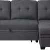 84" L-Shape Linen Reversible Sleeper Sectional Sofa with Storage Chaise, Convertible 3 Seater Tufted Corner Couch w/Pull-Out Bed, for Bedroom Living Room Apartment - Image 6