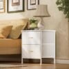 White Nightstand 2 Drawers for Bedroom, Kids Bedside Furniture End Table Night Stand, Wooden Top, Steel Frame, Easy Pull Fabric Drawers, Modern - Image 8