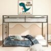 Twin Over Twin Metal Bunk Bed with Ladder/Slats Support/Safety Guardrail for Childs Adults Teens,Weight Capacity 400 lbs(Lower)/350 lbs(Upper),Black - Image 2