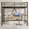 VECELO Loft Bed Twin Size, Metal Bedframe with Removable Ladder and Safety Guardrail, No Box Spring Needed, Space Saving, Noise Free, Black - Image 7