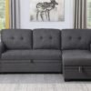 84'' L-Shape Sleeper Sofa with Storage Chaise and Pull-Out Bed, Linen Upholstered Convertible Sectional Reversible Corner 3 Person Couch, for Apartment, Living Room, Dorm, 84, Dark Gray - Image 4
