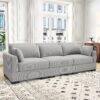 100 Inch Sectional Couches for Living Room,3 Seater Lounge Sofa with 5 Pillows,Extra Comfy Corduroy Sectional Couch with Armrests,Modular Sectional Sofa for Bed Room Apartment Office Grey - Image 2
