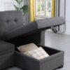 84" L-Shape Linen Reversible Sleeper Sectional Sofa with Storage Chaise, Convertible 3 Seater Tufted Corner Couch w/Pull-Out Bed, for Bedroom Living Room Apartment - Image 8