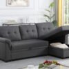 84'' L-Shape Sleeper Sofa with Storage Chaise and Pull-Out Bed, Linen Upholstered Convertible Sectional Reversible Corner 3 Person Couch, for Apartment, Living Room, Dorm, 84, Dark Gray - Image 3