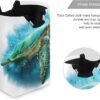 22.7"(H) Collapsible Laundry Hamper Watercolor Sea Turtle Laundry Basket Organizer Large with Handle Foldable Clothes Hamper - Image 4