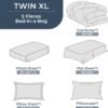 5 Pieces Twin XL Comforter Set, Dorm Bedding Sets, Back to School Bed in a Bag 5 PCS, Down Alternative Sets with Comforter, Flat Sheet, Fitted Sheet, Pillowcase & Pillow Sham, Burgundy Red & Black - Image 9
