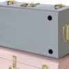 Vixdonos Decorative Metal Box Storage Trunks Set of 2 College Dorm Chest with Lock Hole,23.7X14.2X9.5 Inches(Grey and Pink) - Image 5