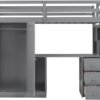 WOXYX Twin Size Loft Bed with Wardrobe and Staircase, Wood Loftbed w/Desk, Storage Drawers & Cabinet in 1,Grey - Image 7