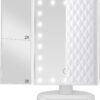 Trifold Vanity Mirror with Lights，Tabletop Mount Makeup Mirror with Lights and 1x/2x/3x Magnification 21LED Mirror Touch Screen Two Power Supply Modes Make Up Mirror - Image 2