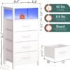 Yoobure Night Stand - LED White Nightstand with Charging Station, Bedside Table with 4 Storage Drawers and Storage Shelf, End Table with USB Ports and Outlets, Fabric Dresser for Bedroom - Image 4