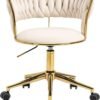 Swivel Chair with Golden Base,Modern Home Office Desk Chairs with Tufted Back Velvet Comfy Desk Chair Task Chair for College Dorm Living Room Bedroom,Vanity Chair with Wheels Modern Chair for Desk - Image 7
