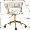 Swivel Chair with Golden Base,Modern Home Office Desk Chairs with Tufted Back Velvet Comfy Desk Chair Task Chair for College Dorm Living Room Bedroom,Vanity Chair with Wheels Modern Chair for Desk - Image 3