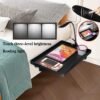 Bedside Shelf, Bunk Bed Shelf Organizer for Top Bunk Dorm Clip On Nightstand with Cup Holder Hooks Hanging Cup Plastic Bedside Shelf Tray for Kids for Bed College Dorm Room Essentials - Image 4