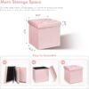 B FSOBEIIALEO Storage Ottoman Cube, Velvet Tufted Folding Ottomans with Lid, Footstool Rest Padded Seat for Bedroom (Pink, Medium) - Image 4