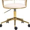 Swivel Chair with Golden Base,Modern Home Office Desk Chairs with Tufted Back Velvet Comfy Desk Chair Task Chair for College Dorm Living Room Bedroom,Vanity Chair with Wheels Modern Chair for Desk - Image 9