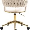 Swivel Chair with Golden Base,Modern Home Office Desk Chairs with Tufted Back Velvet Comfy Desk Chair Task Chair for College Dorm Living Room Bedroom,Vanity Chair with Wheels Modern Chair for Desk - Image 8