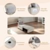 30'' W 3 in 1 Pull Out Sofa Bed, Modern Convertible Sofa Couch with Back Cushion and Headrest, Leather Sleeper Sofa with Bluetooth Speaker, 2 USB Port, Phone Holder, for Living Room, Apartment - White - Image 5