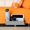 Squirrel-Bedside Perch for College Dorm Bunk Bed, Floating Organizer with USB-C & A Charging Ports, Small Spaces, Bedside Caddy & Nightstand,Dorm Room Decor, Modern designer dorms, Grey - Image 2