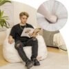 Bean Bag Chair with Filler, Bean Bag Sofa with Tufted Soft Stuffed Filling, Fluffy and Lazy Sofa, Comfy Cozy BeanBag Chairs with Memory Foam for Dorm, Apartment, Living Room (White) - Image 6