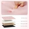 B FSOBEIIALEO Storage Ottoman Cube, Velvet Tufted Folding Ottomans with Lid, Footstool Rest Padded Seat for Bedroom (Pink, Medium) - Image 7