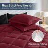 5 Pieces Twin XL Comforter Set, Dorm Bedding Sets, Back to School Bed in a Bag 5 PCS, Down Alternative Sets with Comforter, Flat Sheet, Fitted Sheet, Pillowcase & Pillow Sham, Burgundy Red & Black - Image 6