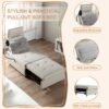 30'' W 3 in 1 Pull Out Sofa Bed, Modern Convertible Sofa Couch with Back Cushion and Headrest, Leather Sleeper Sofa with Bluetooth Speaker, 2 USB Port, Phone Holder, for Living Room, Apartment - White - Image 6