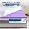 BDEUS Dual Layer 4 Inch Memory Foam Mattress Topper Twin XL Size for Dorm Room, 2 Inch Gel Memory Foam Plus 2 Inch Down Alternative Quilted Pillow Top Mattress Pad Cover,College Dorm Essentials,White - Image 3