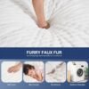 Bean Bag Chairs, 5' Memory Foam BeanBag Chair with Filling for Adults, Soft Round Lazy Sofa with Faux Rabbit Fur Cover for Living Room Bedroom College Dorm (White, 5FT) - Image 6