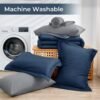 7 Pieces Queen Comforter Set, All Season Reversible Bed in a Bag Queen, Ultra Soft Queen Bedding Set with Grey Comforter, Flat Sheet, Fitted Sheet, Pillowcases, Pillow Shams, Navy Blue & Light Grey - Image 7