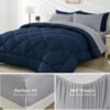 7 Pieces Queen Comforter Set, All Season Reversible Bed in a Bag Queen, Ultra Soft Queen Bedding Set with Grey Comforter, Flat Sheet, Fitted Sheet, Pillowcases, Pillow Shams, Navy Blue & Light Grey - Image 5