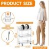 3 Tier Rolling Carts with Wheels,10.9'' W Bathroom Organizers and Storage Cart on Wheels,Clear Plastic Rolling Utility Cart with Handle for College Dorm Room Small Spaces,Bathroom,Kitchen,Laundry - Image 3