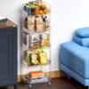 3 Tier Rolling Carts with Wheels,10.9'' W Bathroom Organizers and Storage Cart on Wheels,Clear Plastic Rolling Utility Cart with Handle for College Dorm Room Small Spaces,Bathroom,Kitchen,Laundry - Image 6