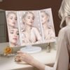 Trifold Vanity Mirror with Lights，Tabletop Mount Makeup Mirror with Lights and 1x/2x/3x Magnification 21LED Mirror Touch Screen Two Power Supply Modes Make Up Mirror - Image 8