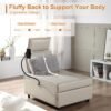 30'' W 3 in 1 Pull Out Sofa Bed, Modern Convertible Sofa Couch with Back Cushion and Headrest, Leather Sleeper Sofa with Bluetooth Speaker, 2 USB Port, Phone Holder, for Living Room, Apartment - White - Image 7