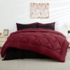 5 Pieces Twin XL Comforter Set, Dorm Bedding Sets, Back to School Bed in a Bag 5 PCS, Down Alternative Sets with Comforter, Flat Sheet, Fitted Sheet, Pillowcase & Pillow Sham, Burgundy Red & Black - Image 8