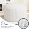 Bean Bag Chairs, 5' Memory Foam BeanBag Chair with Filling for Adults, Soft Round Lazy Sofa with Faux Rabbit Fur Cover for Living Room Bedroom College Dorm (White, 5FT) - Image 8