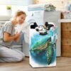 22.7"(H) Collapsible Laundry Hamper Watercolor Sea Turtle Laundry Basket Organizer Large with Handle Foldable Clothes Hamper - Image 7
