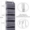 ULG 1 Pack Over Door Organizer with 5 Large Pockets 10 Mesh Side Pockets, 44 lbs Weight Capacity Hanging Storage Organizer with Clear Window Kids Toys, Shoes, Diapers, Dark Grey, 5 Layers - Image 3