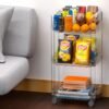 3 Tier Rolling Carts with Wheels,10.9'' W Bathroom Organizers and Storage Cart on Wheels,Clear Plastic Rolling Utility Cart with Handle for College Dorm Room Small Spaces,Bathroom,Kitchen,Laundry - Image 5