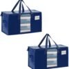 VENO 2 Pack Moving Bags, Comforter and Blanket Storage Bags for Closet, Moving Boxes, Boxes with Lids Alternative, College Dorm Packing Supplies, Foldable Heavy-Duty Tote with Window (Blue, 2 Pack) - Image 2