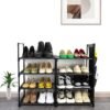 4 Tier Shoe Rack, 16-20 Pairs Narrow Expandable & Stackable Shoe Storage Organizer, Sturdy Vertical Shoe Shelf for Closet, Entryway, Garage, College Dorm and Bedroom (Black) - Image 3