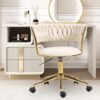 Swivel Chair with Golden Base,Modern Home Office Desk Chairs with Tufted Back Velvet Comfy Desk Chair Task Chair for College Dorm Living Room Bedroom,Vanity Chair with Wheels Modern Chair for Desk - Image 2