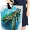 22.7"(H) Collapsible Laundry Hamper Watercolor Sea Turtle Laundry Basket Organizer Large with Handle Foldable Clothes Hamper - Image 8