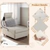 30'' W 3 in 1 Pull Out Sofa Bed, Modern Convertible Sofa Couch with Back Cushion and Headrest, Leather Sleeper Sofa with Bluetooth Speaker, 2 USB Port, Phone Holder, for Living Room, Apartment - White - Image 4
