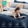 7 Pieces Queen Comforter Set, All Season Reversible Bed in a Bag Queen, Ultra Soft Queen Bedding Set with Grey Comforter, Flat Sheet, Fitted Sheet, Pillowcases, Pillow Shams, Navy Blue & Light Grey - Image 4