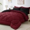 5 Pieces Twin XL Comforter Set, Dorm Bedding Sets, Back to School Bed in a Bag 5 PCS, Down Alternative Sets with Comforter, Flat Sheet, Fitted Sheet, Pillowcase & Pillow Sham, Burgundy Red & Black - Image 2