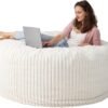 Bean Bag Chairs, 5' Memory Foam BeanBag Chair with Filling for Adults, Soft Round Lazy Sofa with Faux Rabbit Fur Cover for Living Room Bedroom College Dorm (White, 5FT) - Image 2